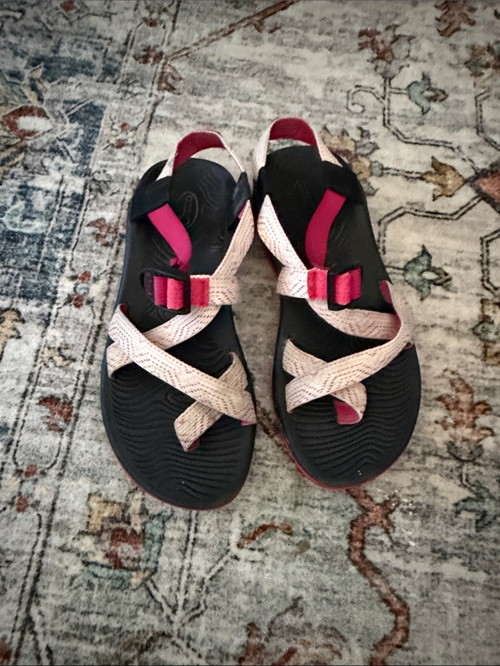 Chaco Women's Pink and Cream Strappy Sandals
